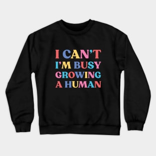I Can't I'm Busy Growing A Human Funny Pregnancy Crewneck Sweatshirt
